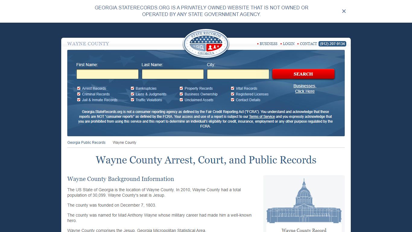 Wayne County Arrest, Court, and Public Records