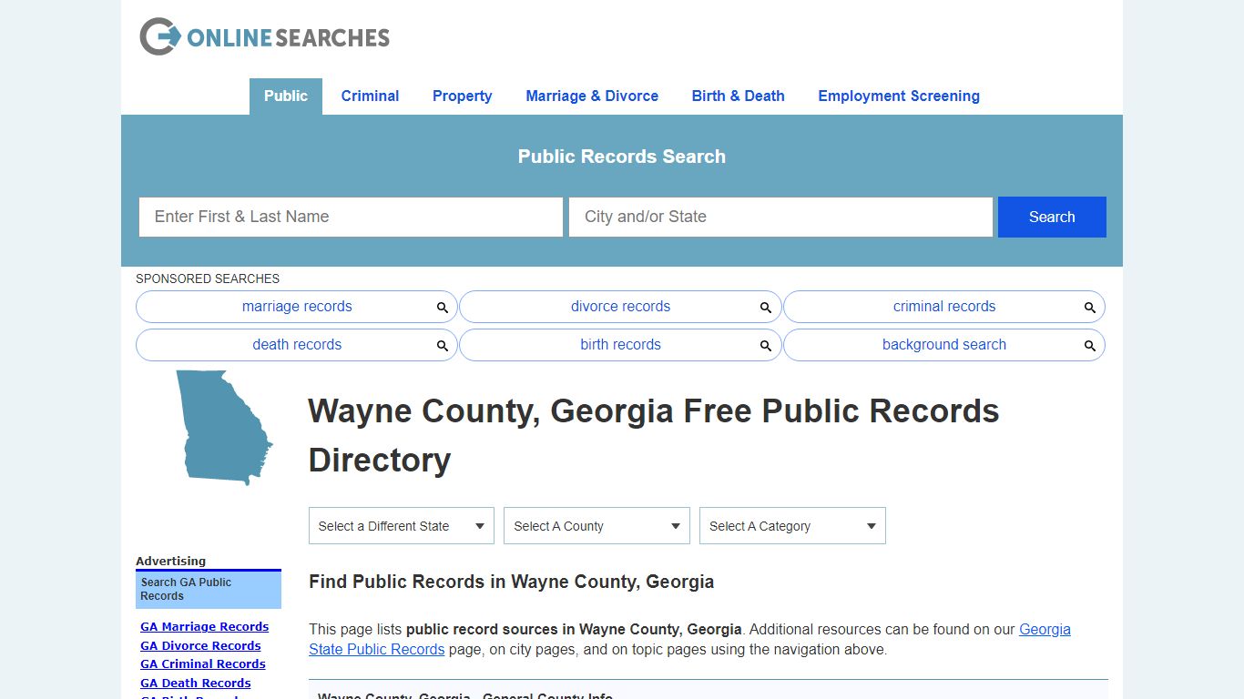 Wayne County, Georgia Public Records Directory - OnlineSearches.com