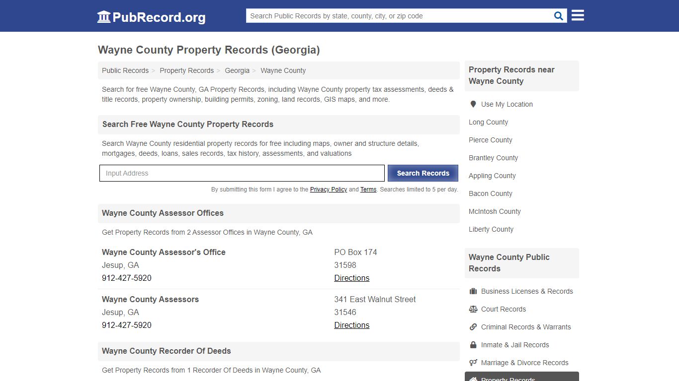 Wayne County Property Records (Georgia) - Free Public Records Search